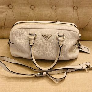 Prada white leather crossbody handbag